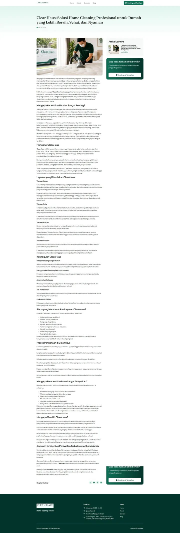 Halaman 1 website CleanHaus
