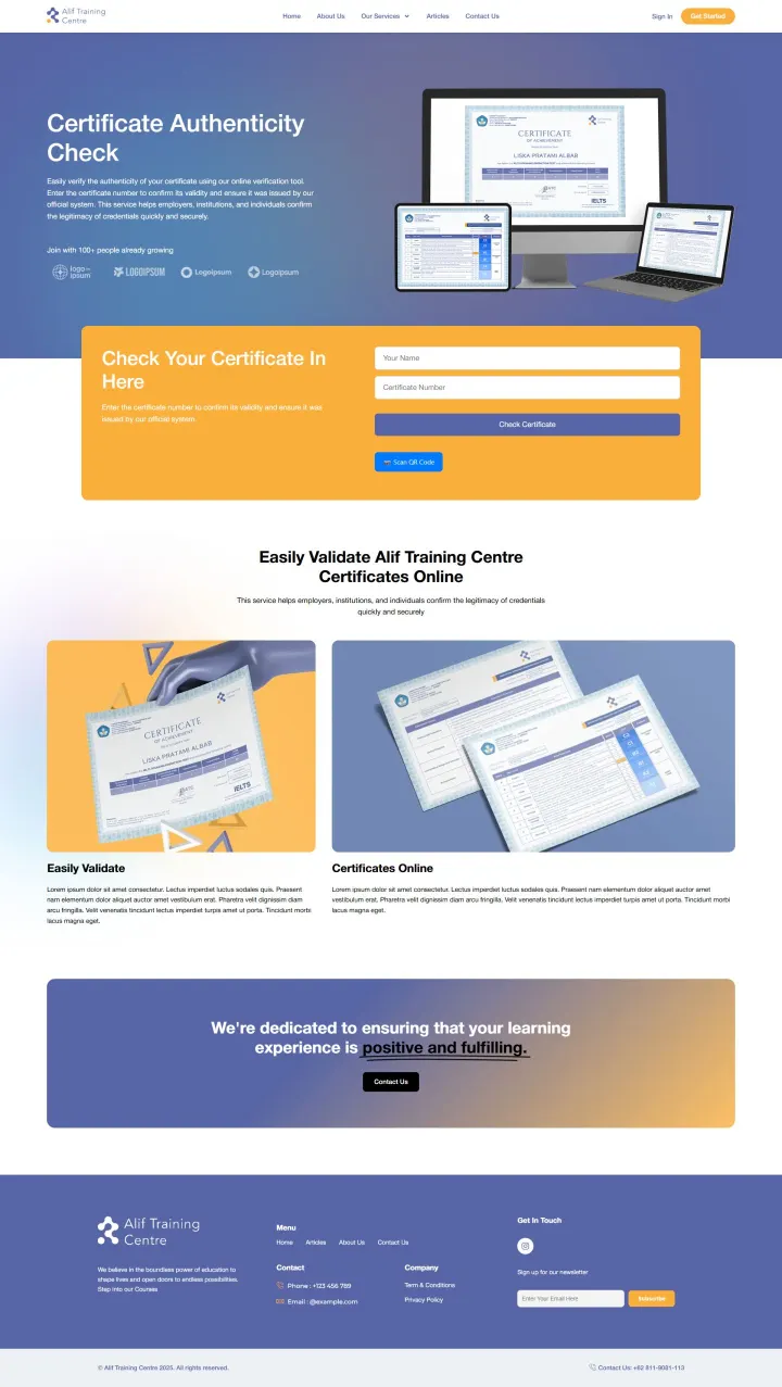 Halaman 4 website Alif Training Centre
