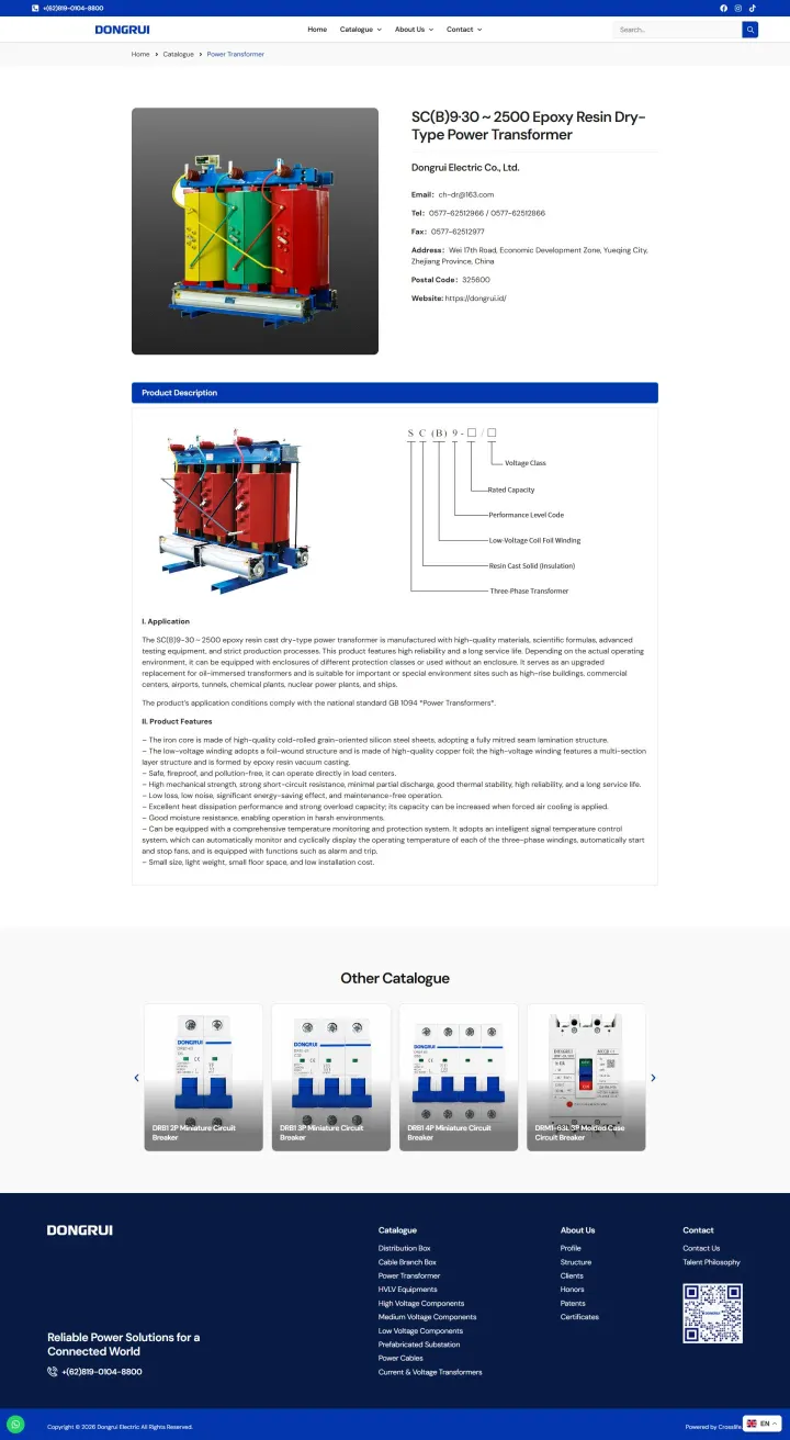 Halaman 5 website Dongrui Electric