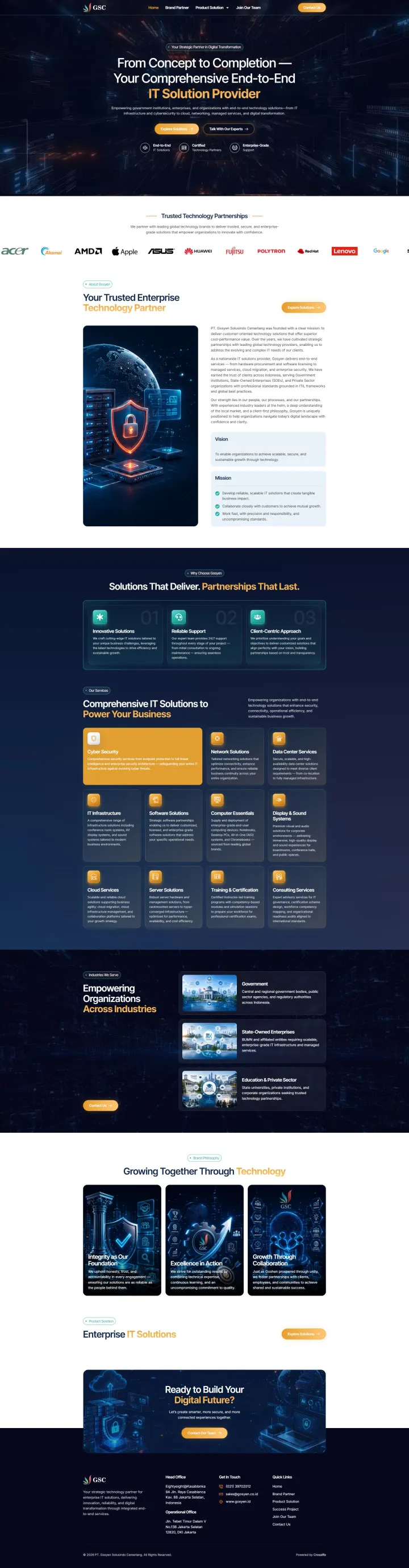 Halaman 1 website Gosyen Solusindo Cemerlang