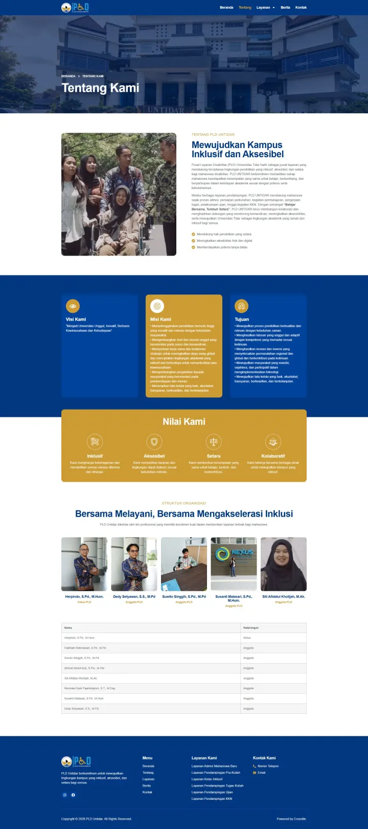 Halaman 6 website PLD Universitas Tidar