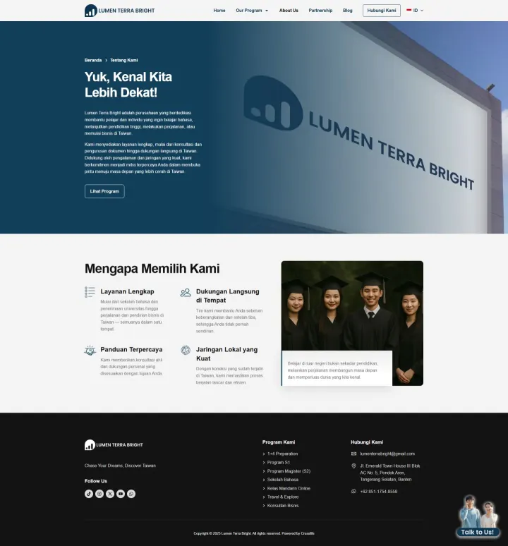Halaman 2 website Lumen Terra Bright