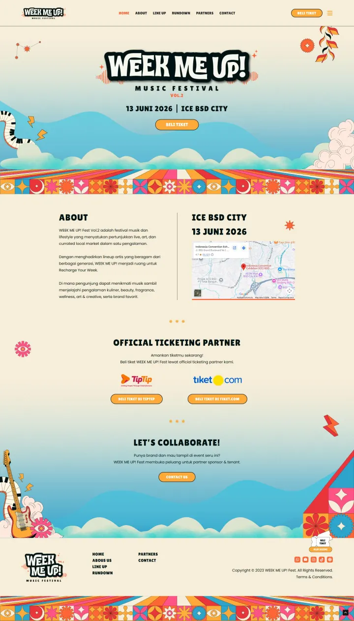 Halaman 1 website WEEK ME UP! Fest