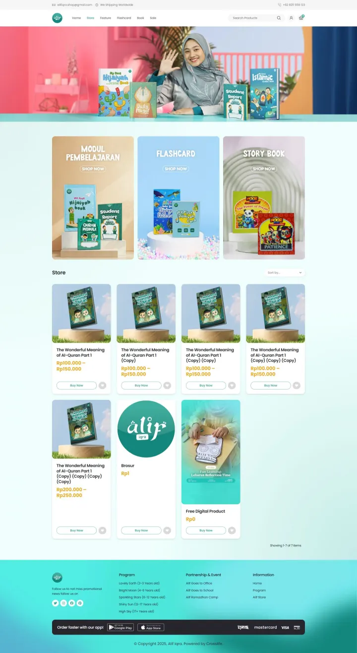 Halaman 1 website Alifiqra Store