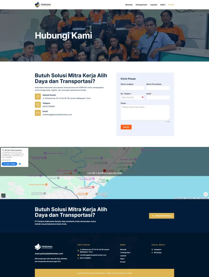 Halaman 2 website Perkasa Kalimantan