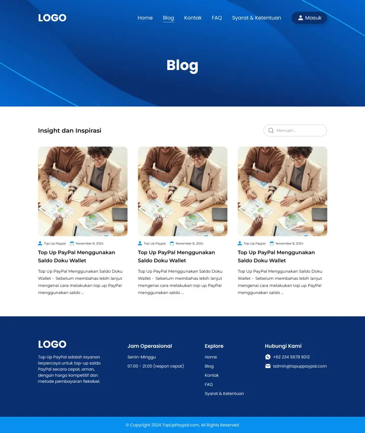 Halaman 2 website Top Up PayPal