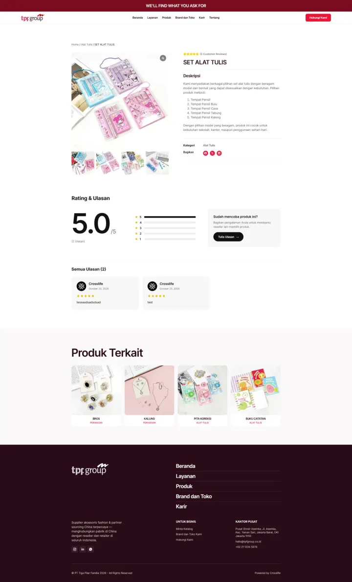 Halaman 5 website Tiga Pilar Familia