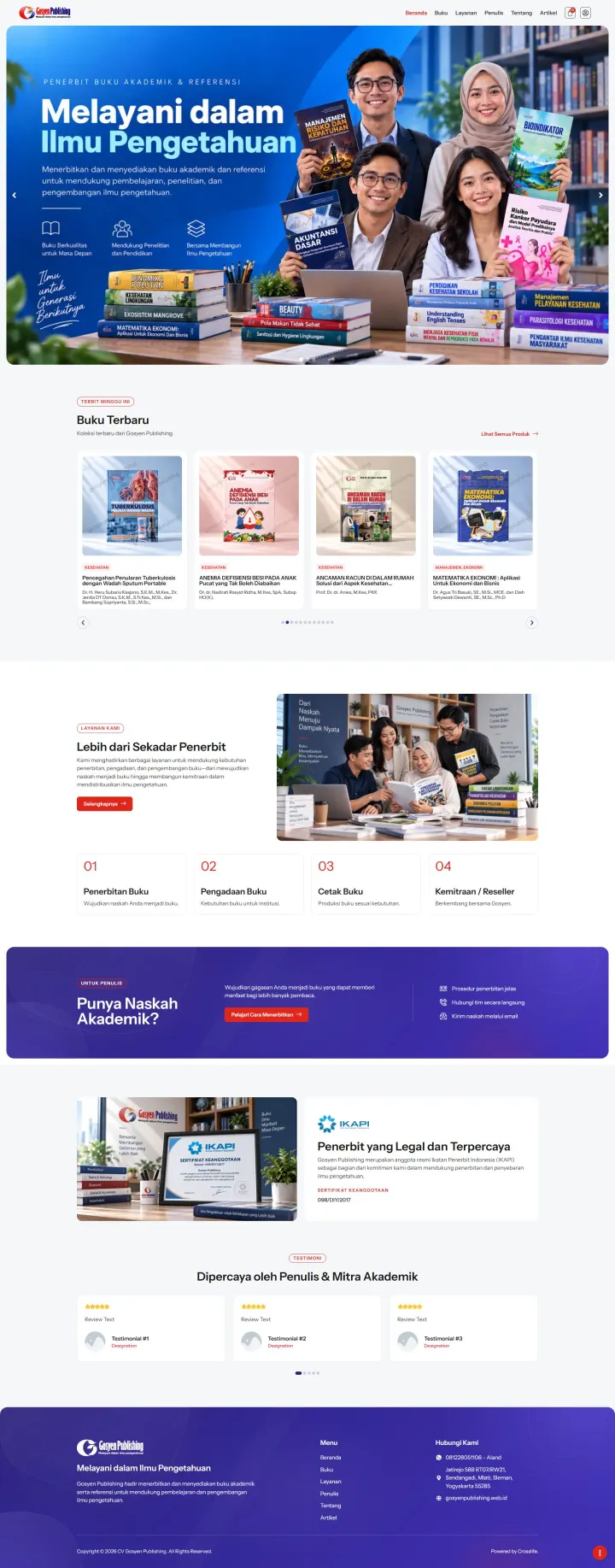 Halaman 1 website Gosyen Publishing