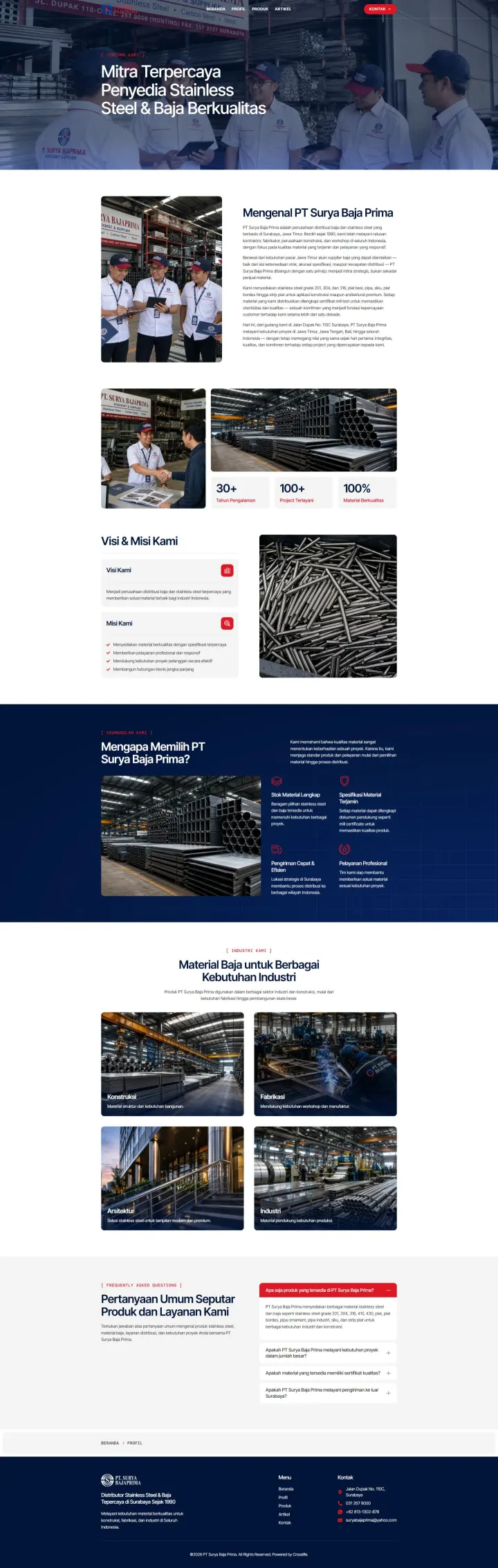 Halaman 5 website Surya Baja Prima