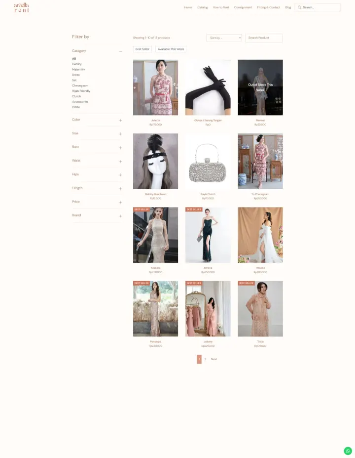 Halaman 5 website Ariella Rent