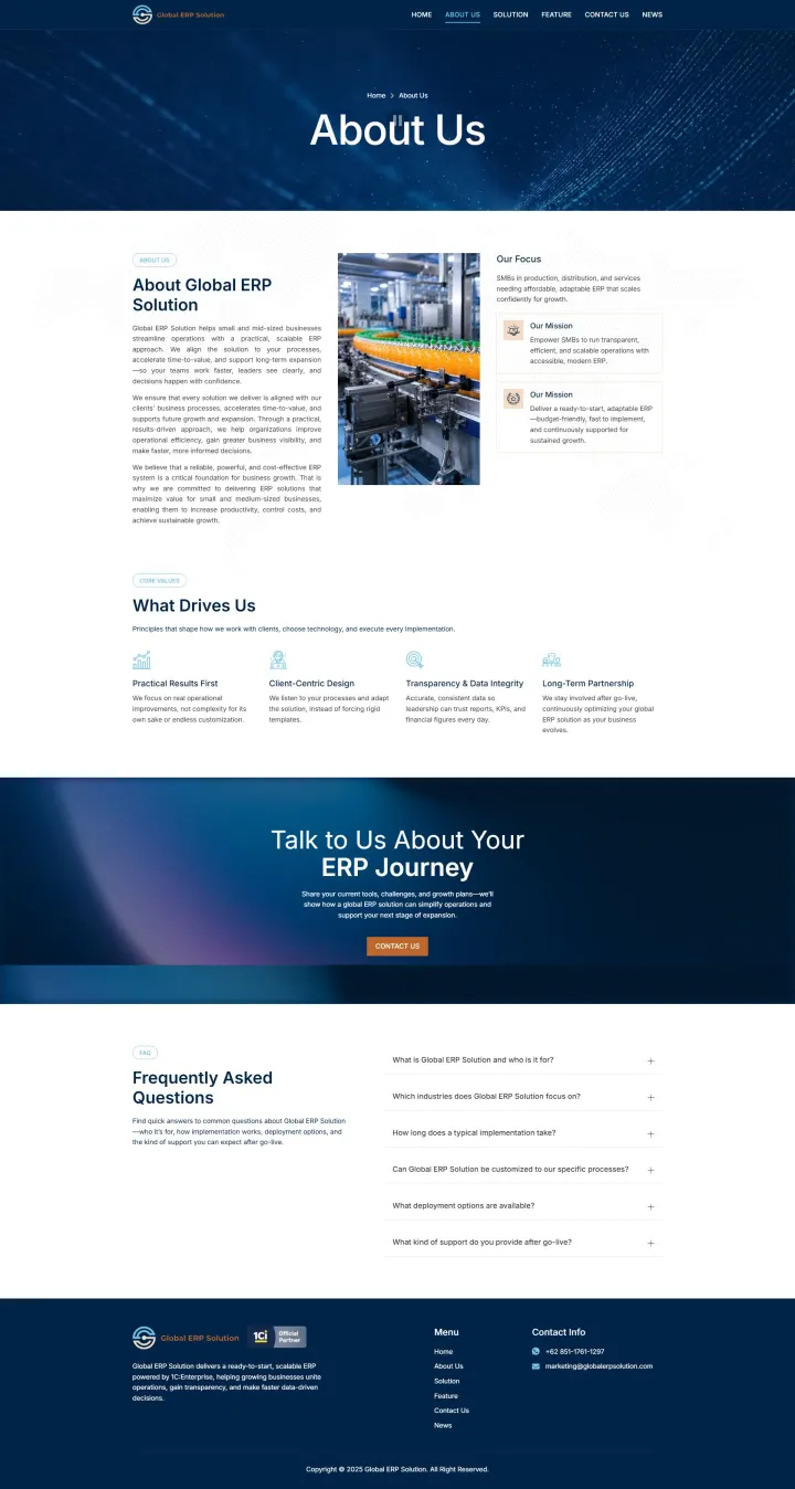 Halaman 2 website Global ERP Solution
