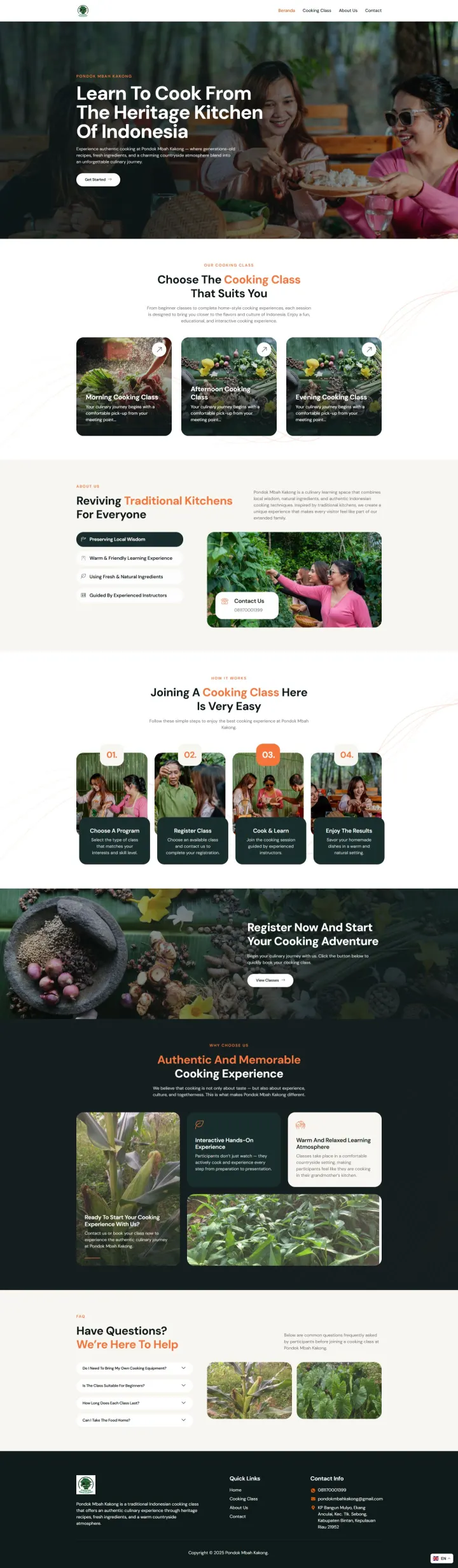 Halaman 1 website Pondok Mbah Kakong
