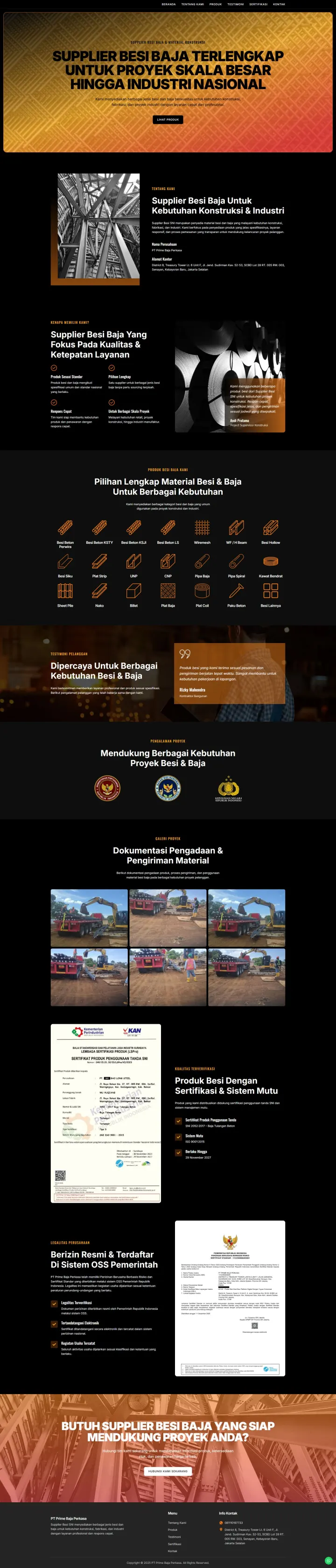 Halaman 1 website Supplier Besi SNI