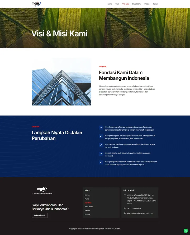 Halaman 2 website Madani Global Manajemen