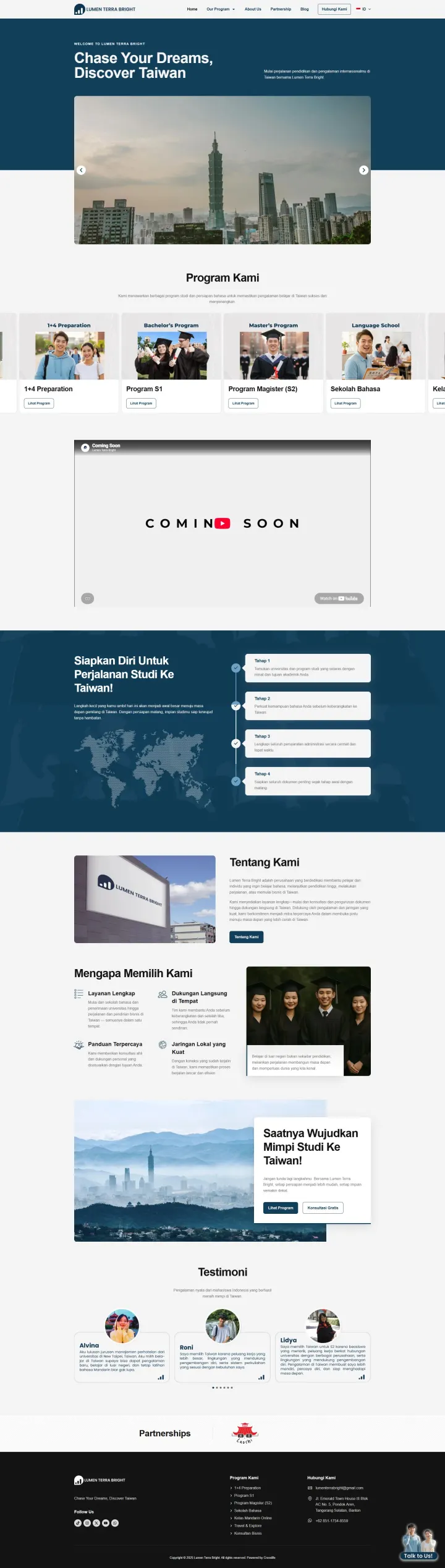 Halaman 1 website Lumen Terra Bright