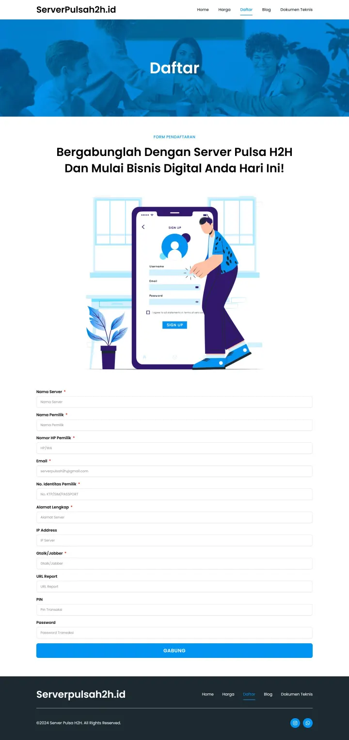 Halaman 2 website Server Pulsa H2H
