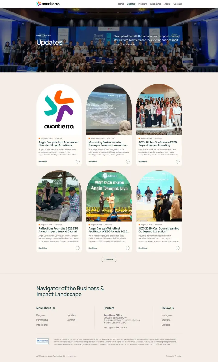 Halaman 6 website Avantierra