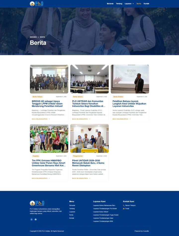 Halaman 2 website PLD Universitas Tidar