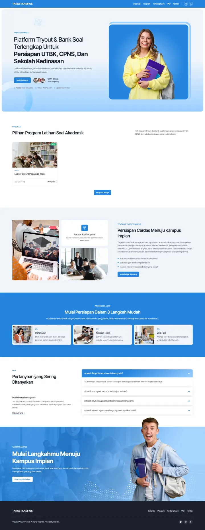 Halaman 1 website TargetKampus