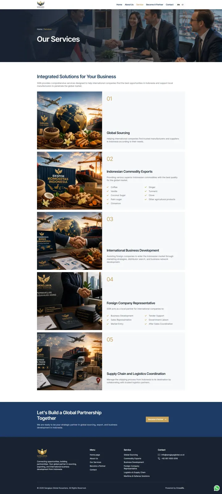 Halaman 3 website Sangjaya Global Nusantara