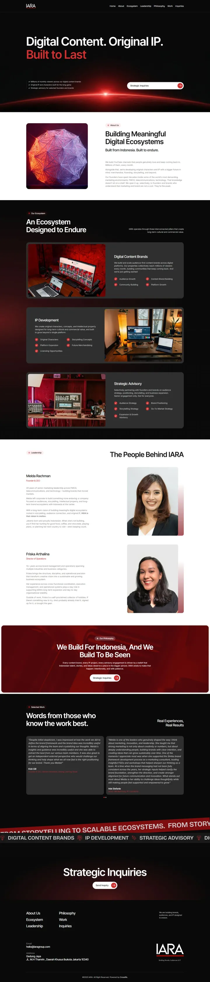Halaman 1 website IARA Group