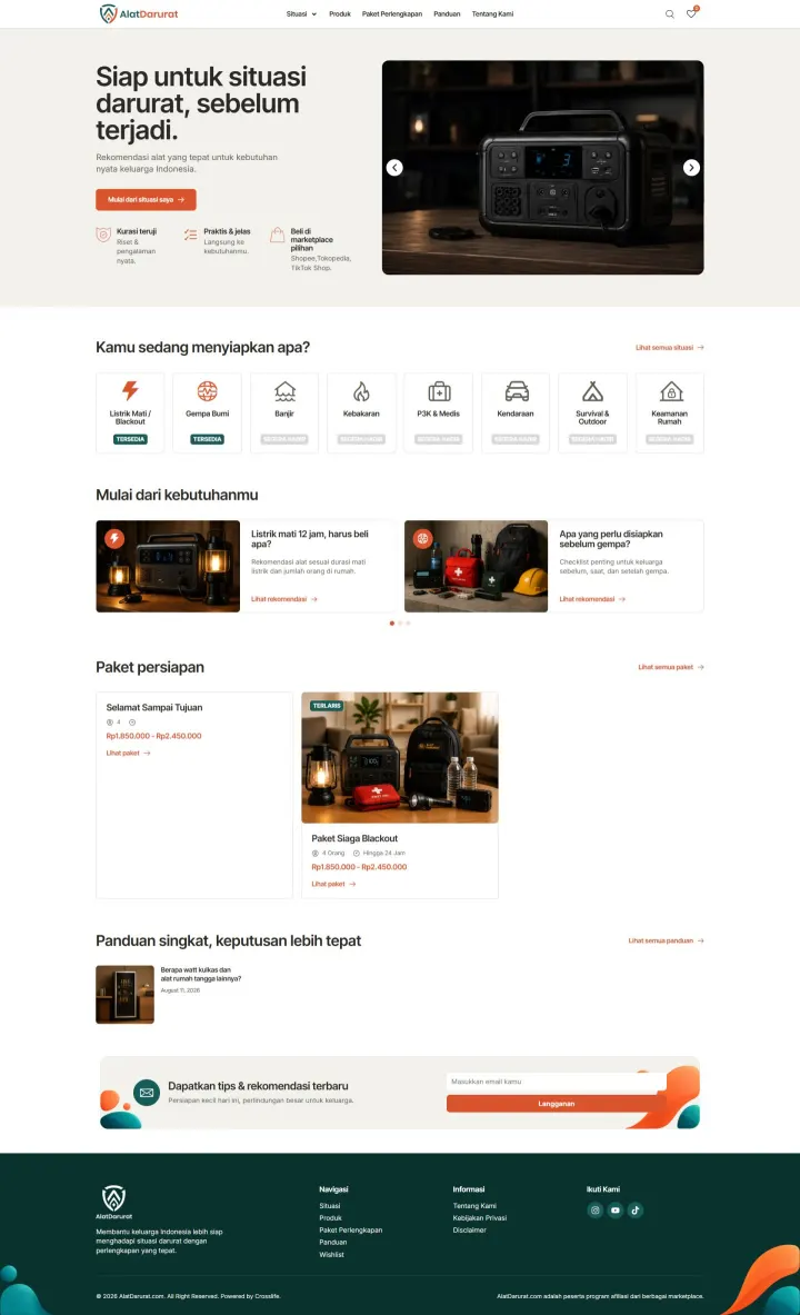 Halaman 1 website Alat Darurat