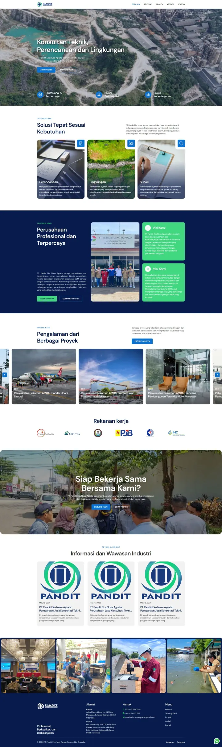 Halaman 1 website Pandit Eka Nusa Agrata