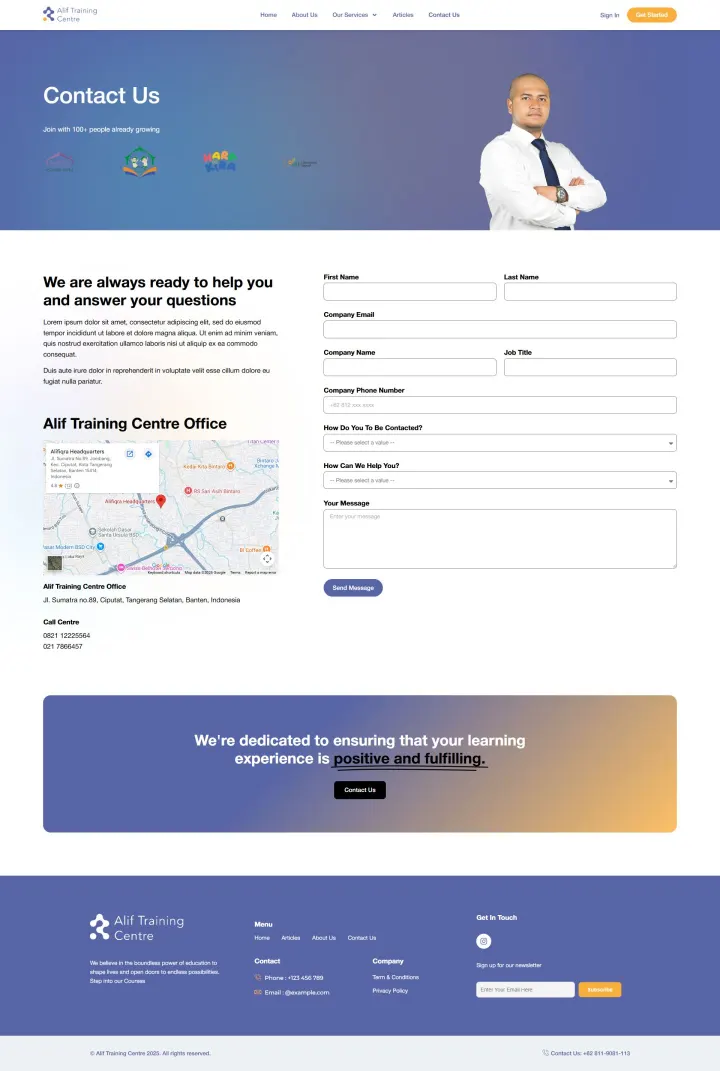 Halaman 5 website Alif Training Centre