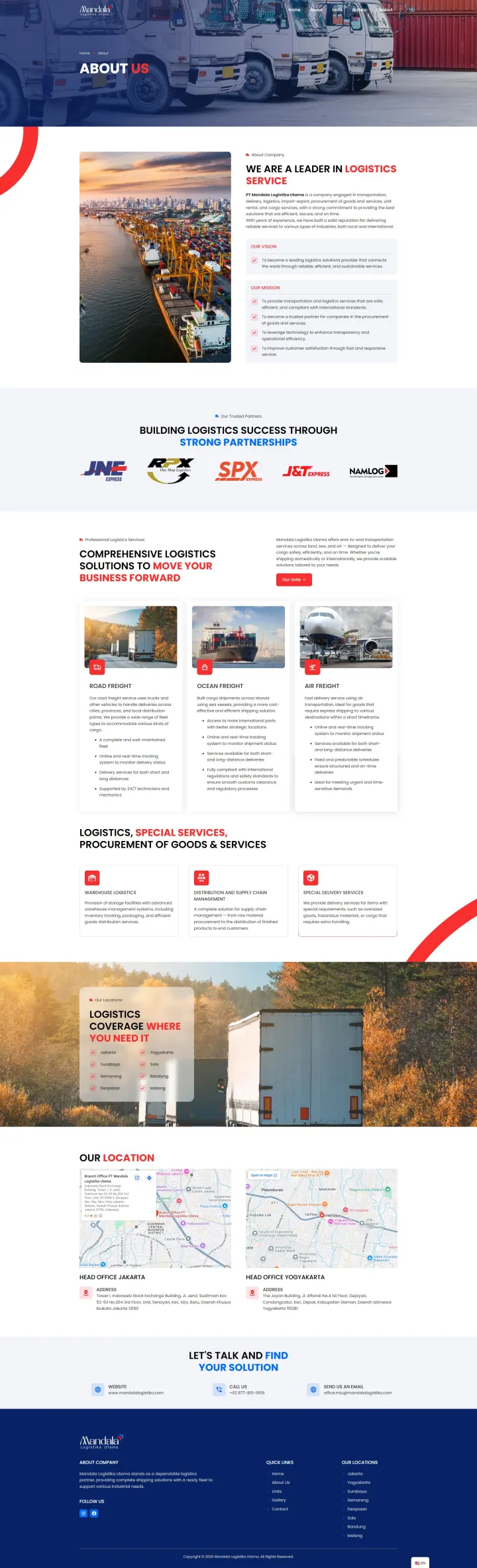 Halaman 2 website Mandala Logistika Utama