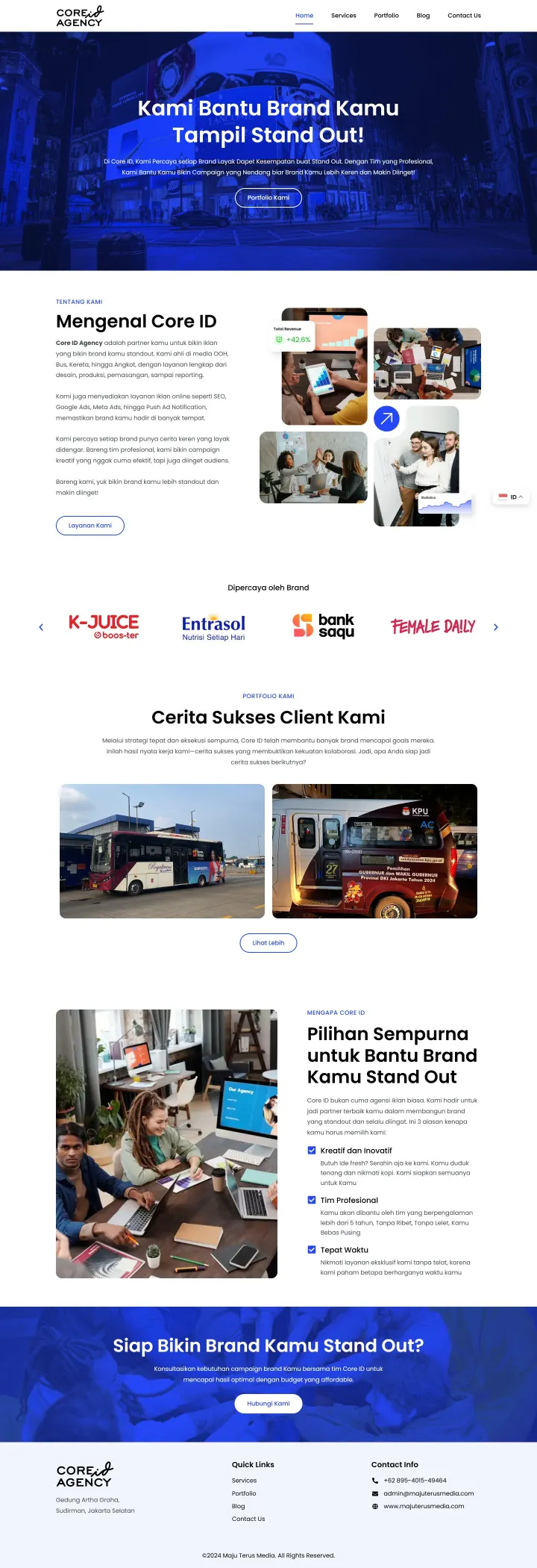 Halaman 1 website Core ID Agency (Majuterusmedia)