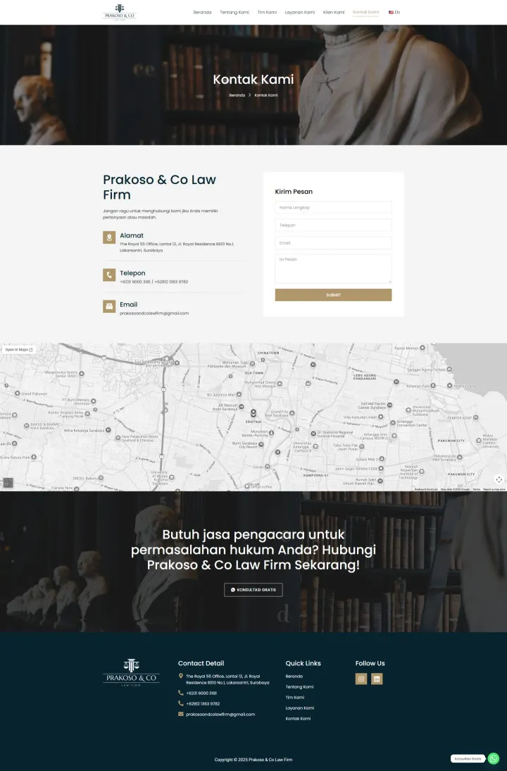 Halaman 2 website Prakoso & Co Law Firm