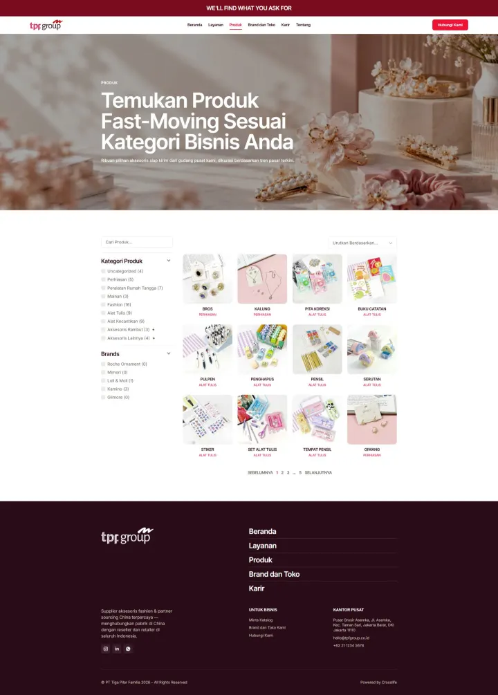 Halaman 6 website Tiga Pilar Familia