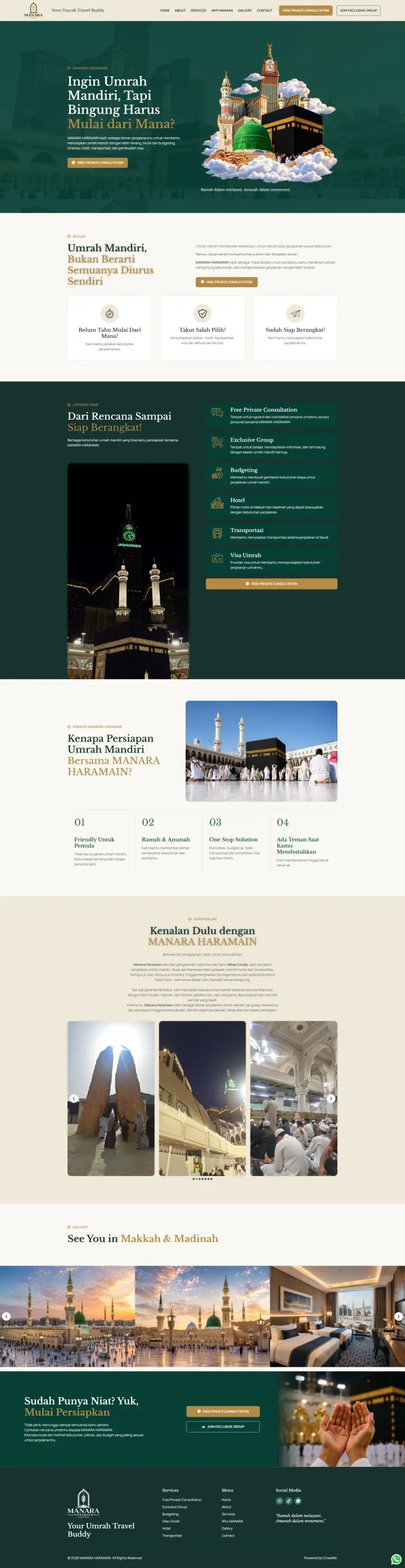 Halaman 1 website Manara Haramain