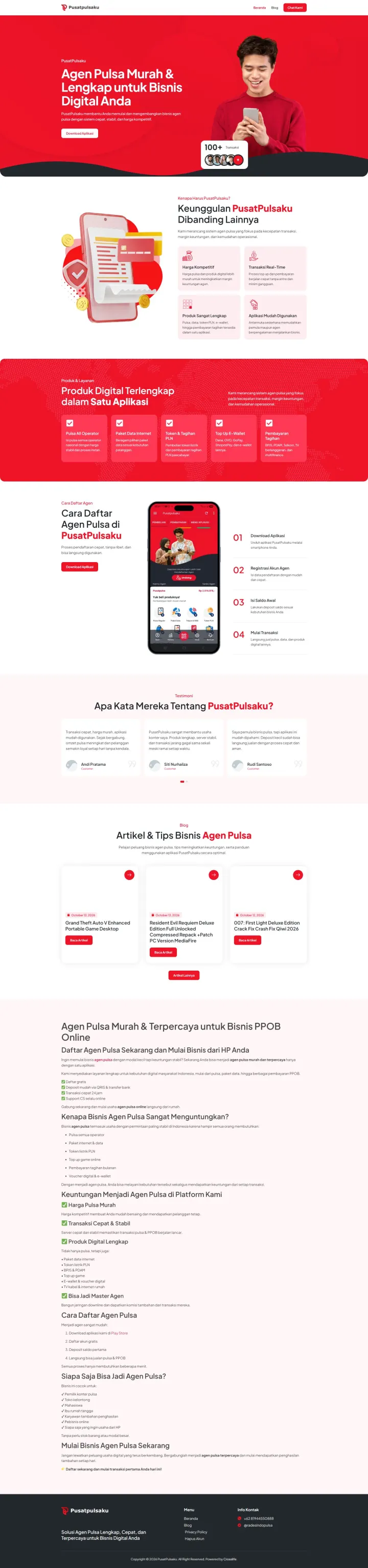 Halaman 1 website PusatPulsaku
