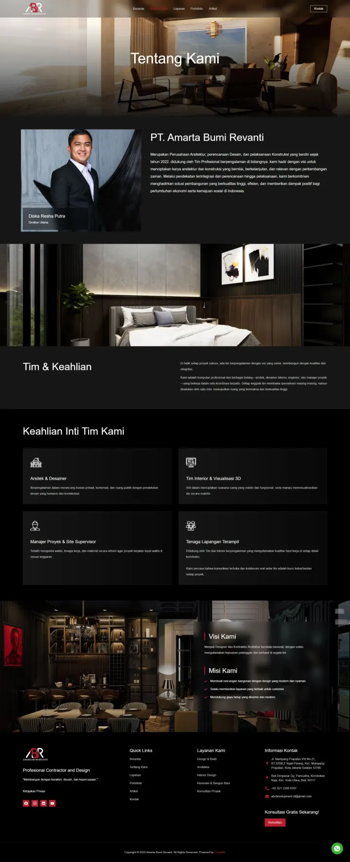 Halaman 2 website Amarta Bumi Revanti
