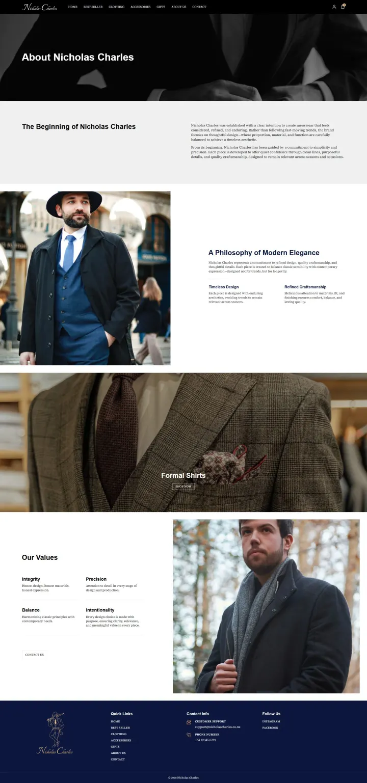 Halaman 2 website Nicholas Charles