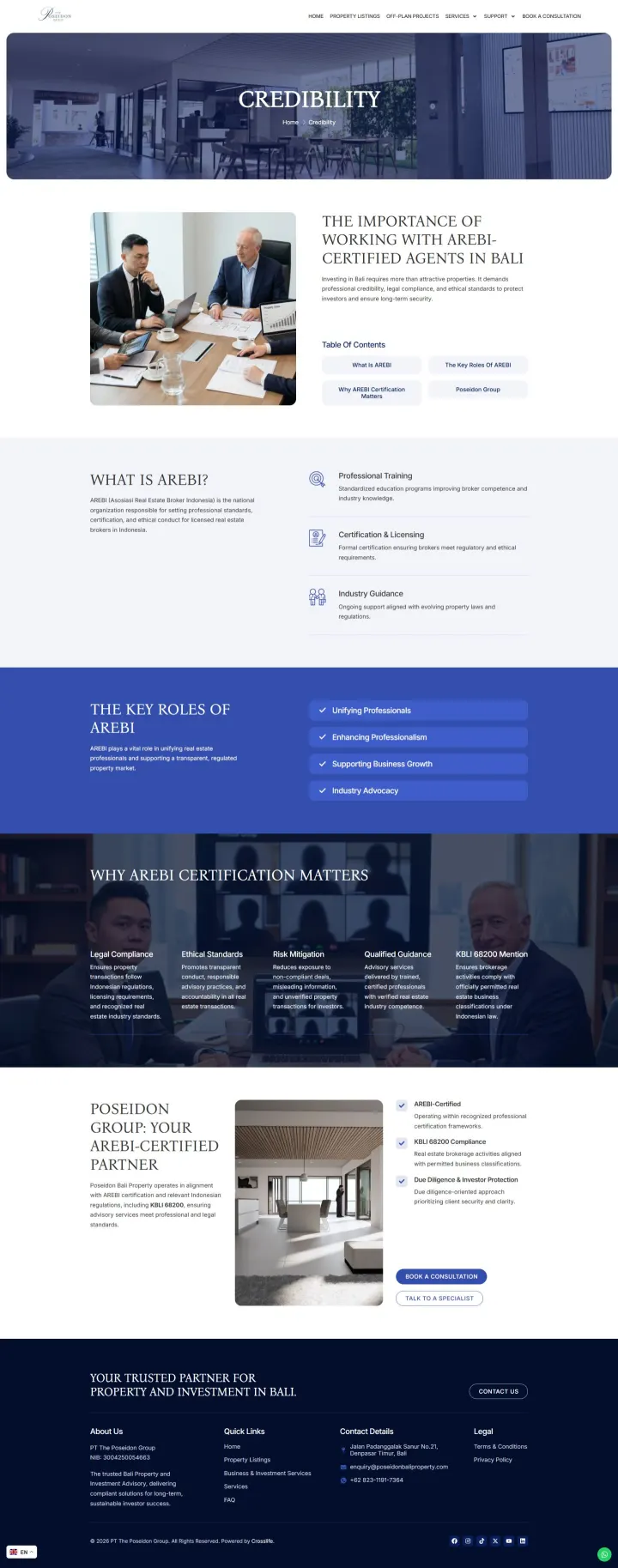 Halaman 3 website Poseidon Bali Property
