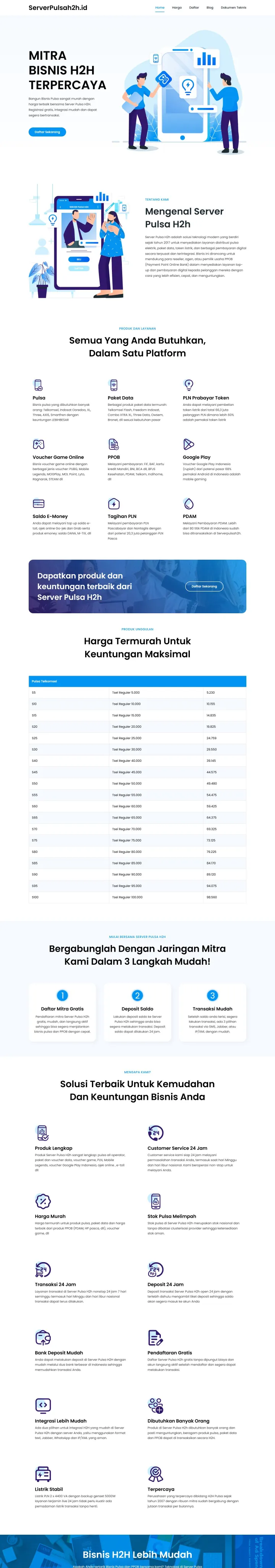 Halaman 1 website Server Pulsa H2H