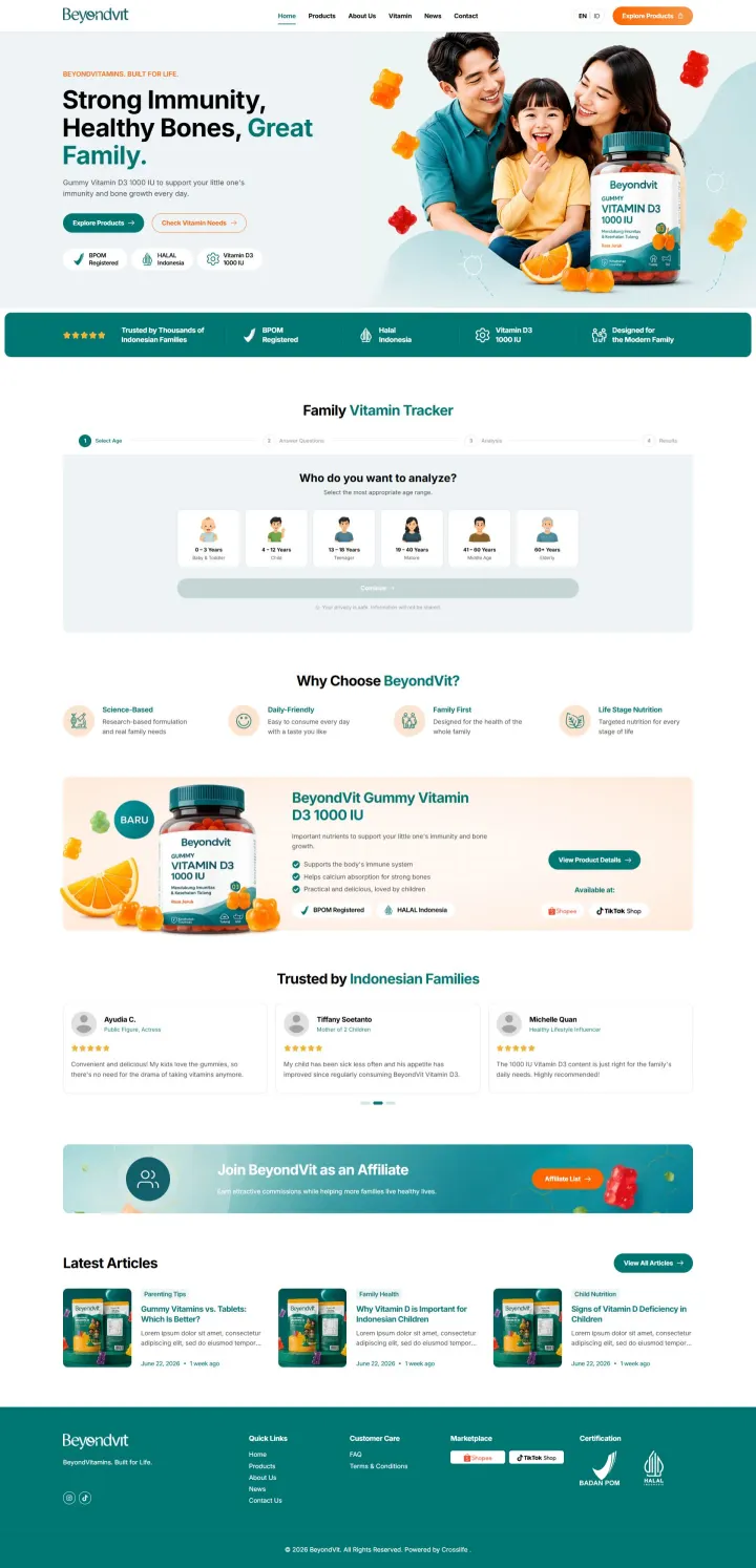 Halaman 1 website BeyondVit