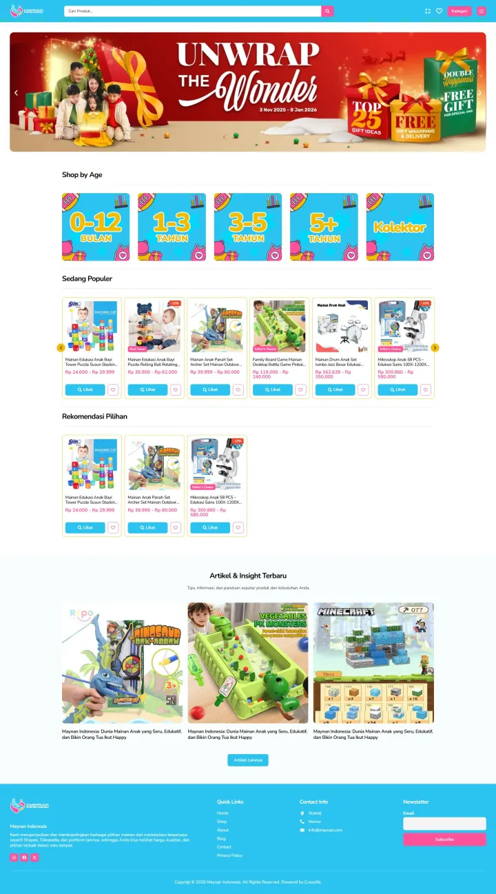 Halaman 1 website Maynan