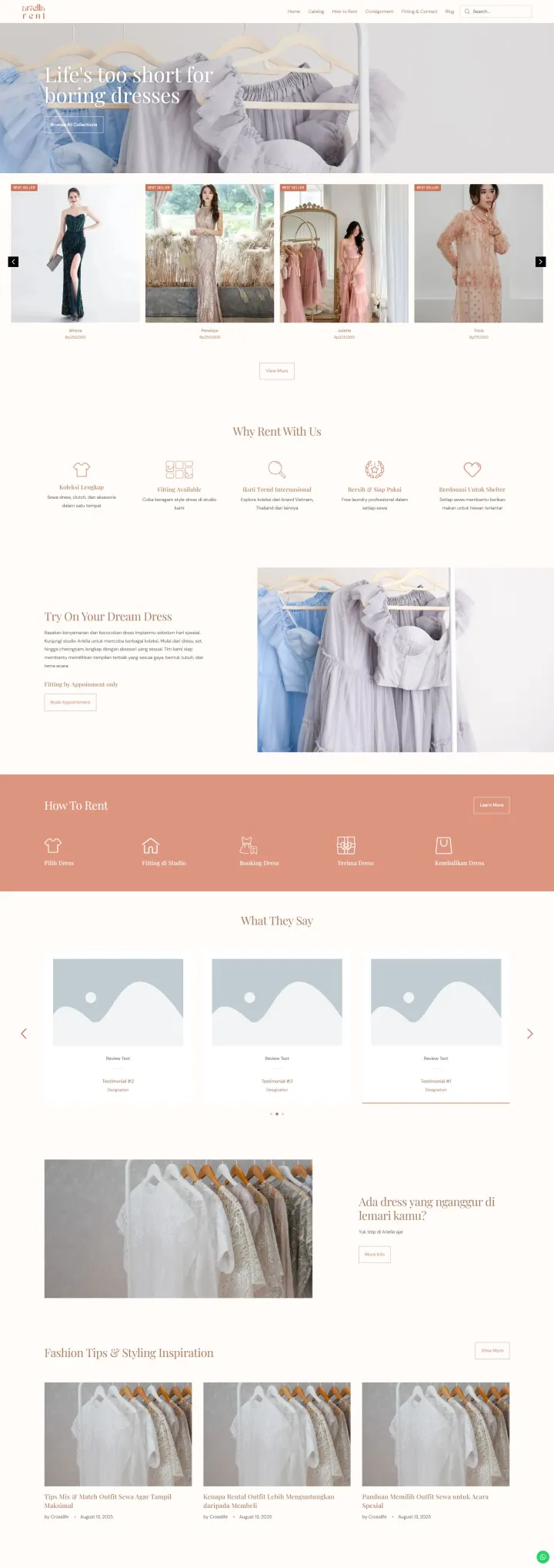 Halaman 1 website Ariella Rent