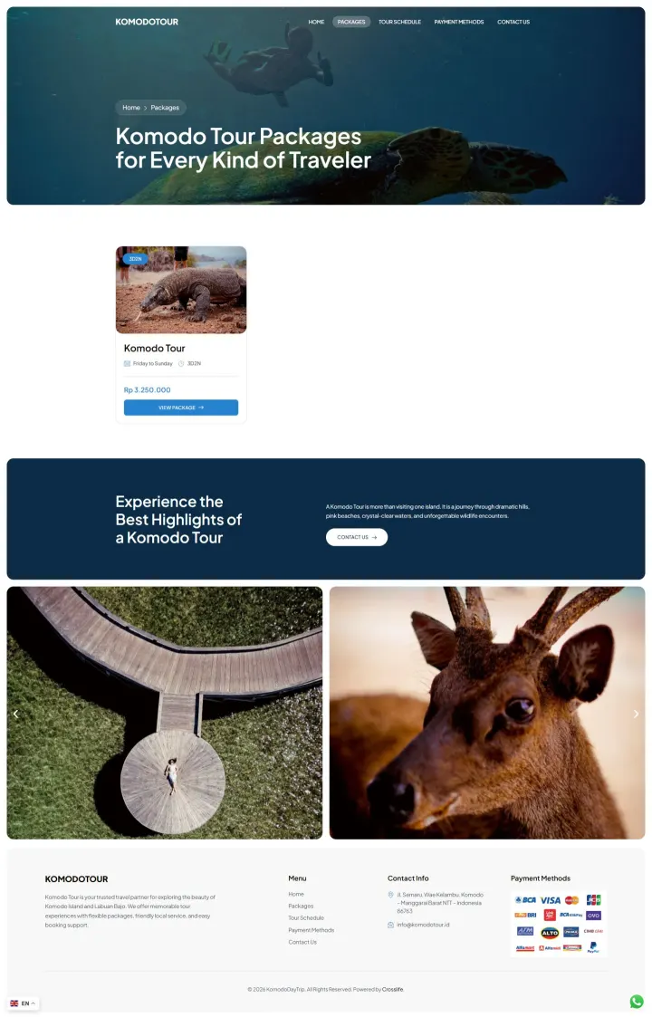Halaman 3 website Easy Komodo Tour