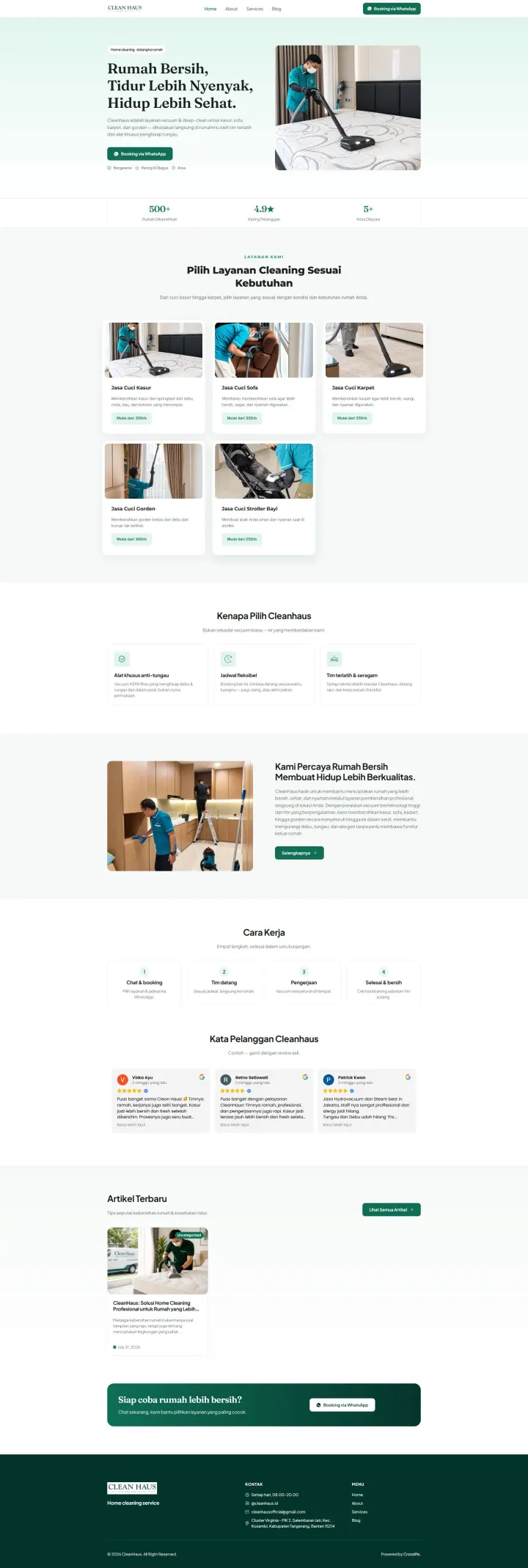 Halaman 2 website CleanHaus