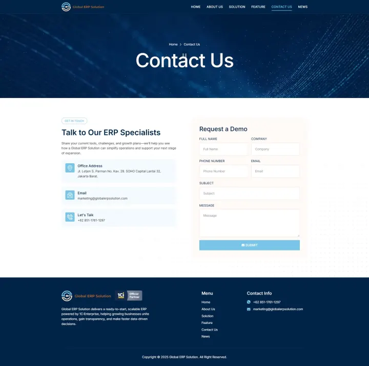 Halaman 3 website Global ERP Solution