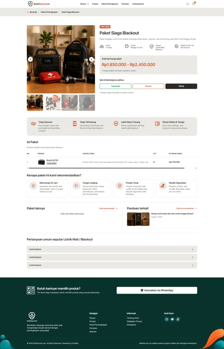 Halaman 3 website Alat Darurat