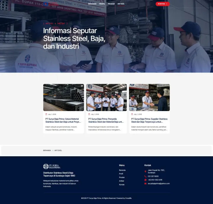 Halaman 2 website Surya Baja Prima