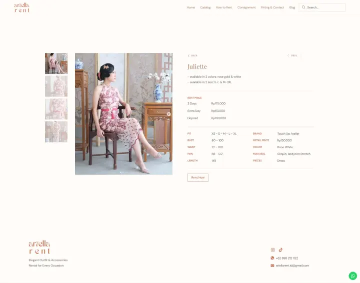 Halaman 6 website Ariella Rent