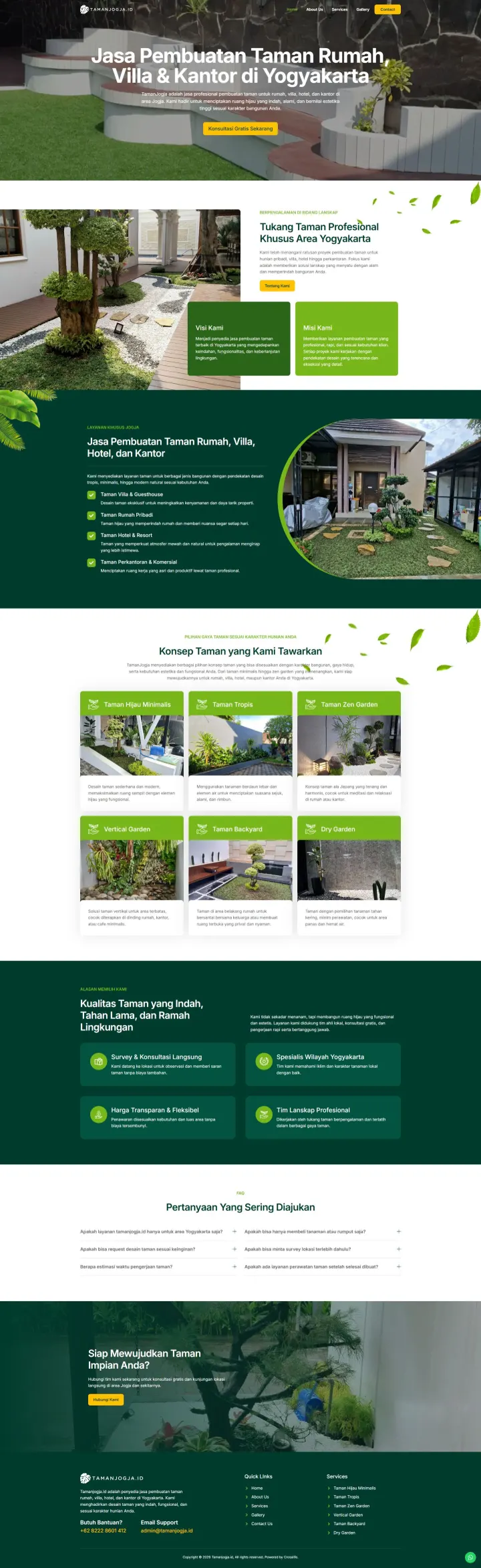 Halaman 1 website Taman Jogja
