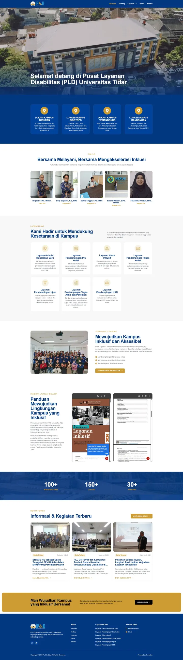 Halaman 1 website PLD Universitas Tidar