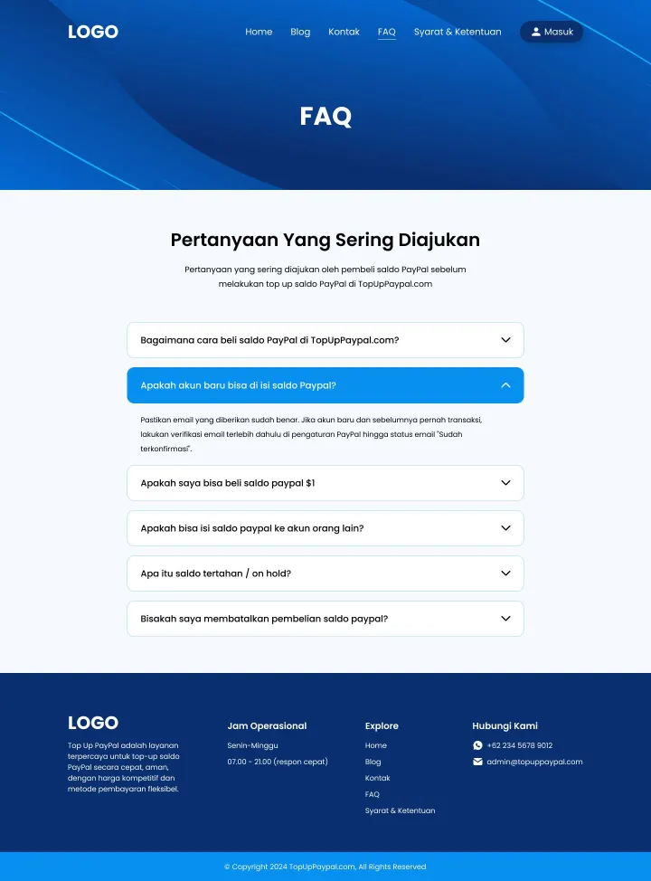 Halaman 3 website Top Up PayPal